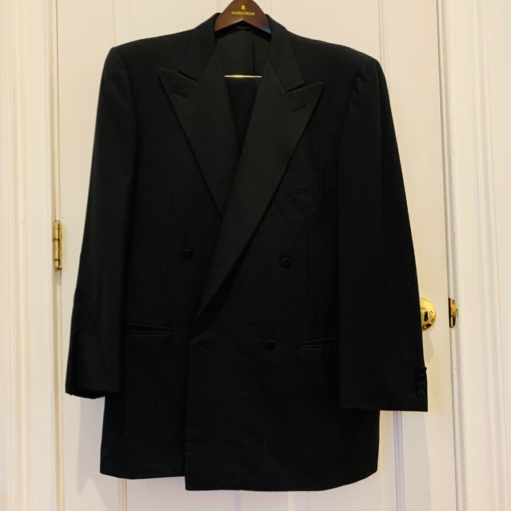 Ermenegildo Zegna Trofeo Double Breasted Suit Black Tuxedo, Jacket And Pants